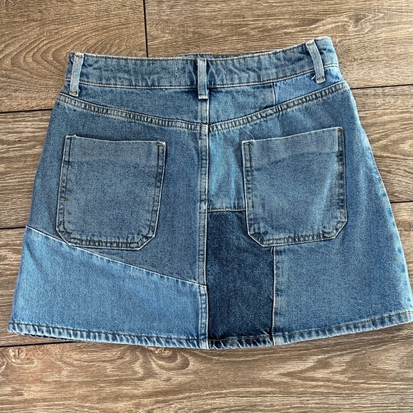 Zara Patchwork Denim Mini Skirt - Blue - Picture 3 of 6